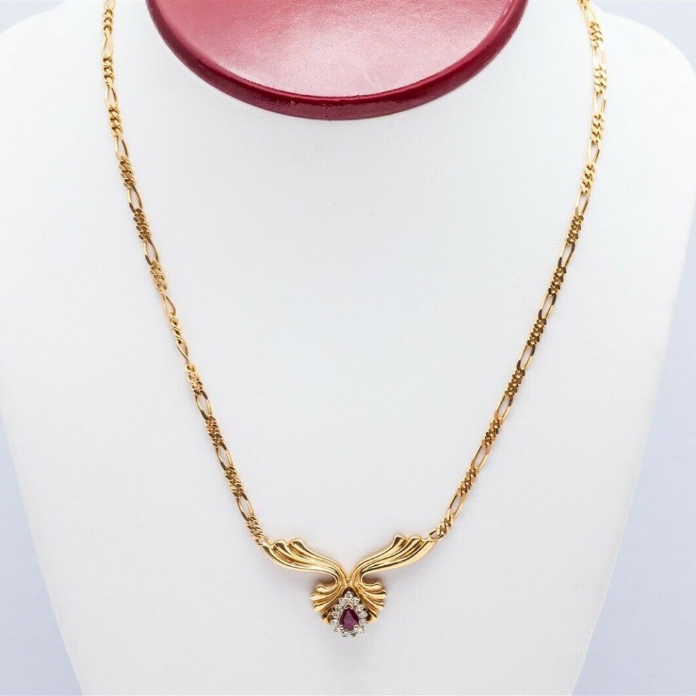 Natural Ruby Solid 14kt Italy Gold Ladies Rare Necklace